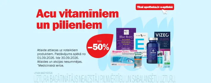Acu vitamīniem un pilieniem līdz −50%