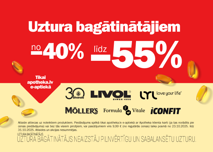 Atlaides sākot no 40% uztura bagātinātājiem