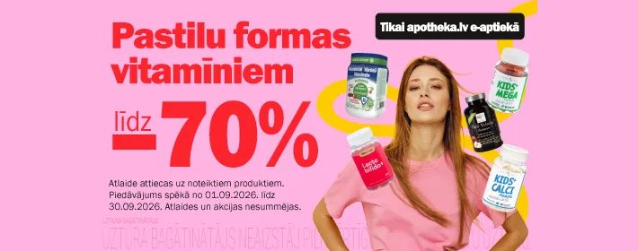 Pastilu formas vitamīniem līdz −70%