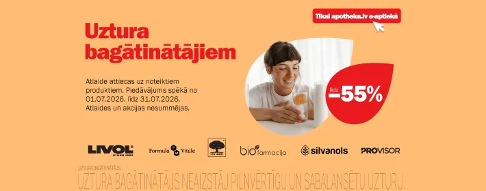 Uztura bagātinātājiem līdz −55%