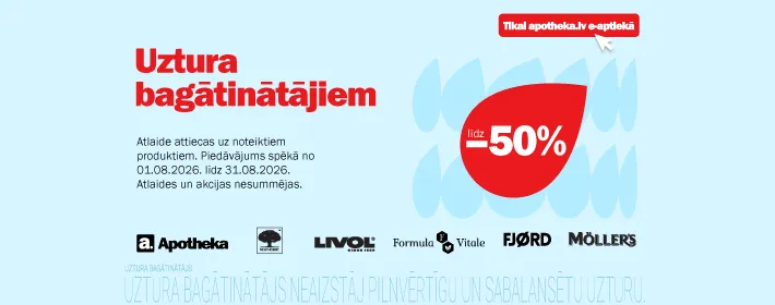 Uztura bagātinātājiem atlaides līdz 50%