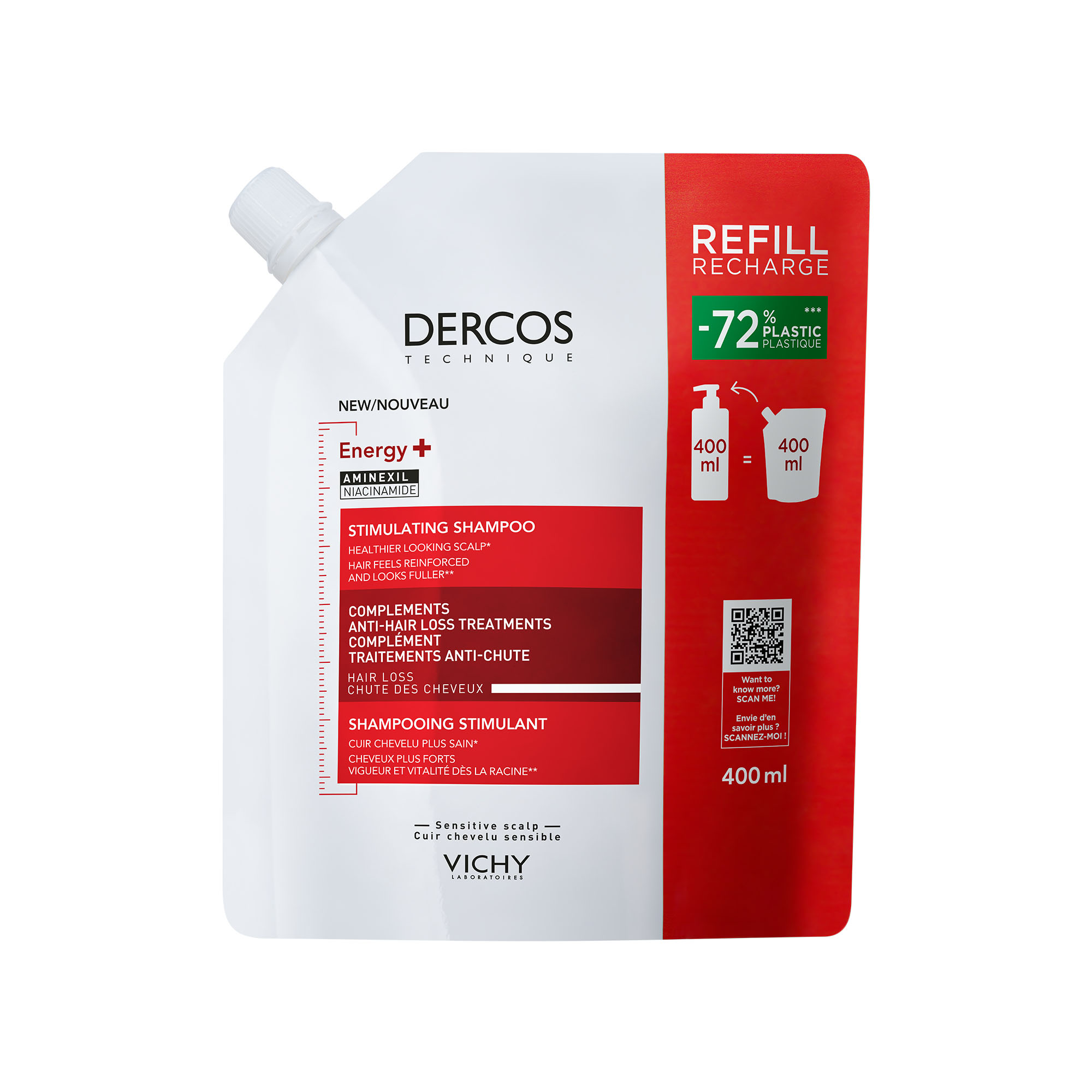 VICHY Dercos Energy+ (Refill) stiprinošs šampūns