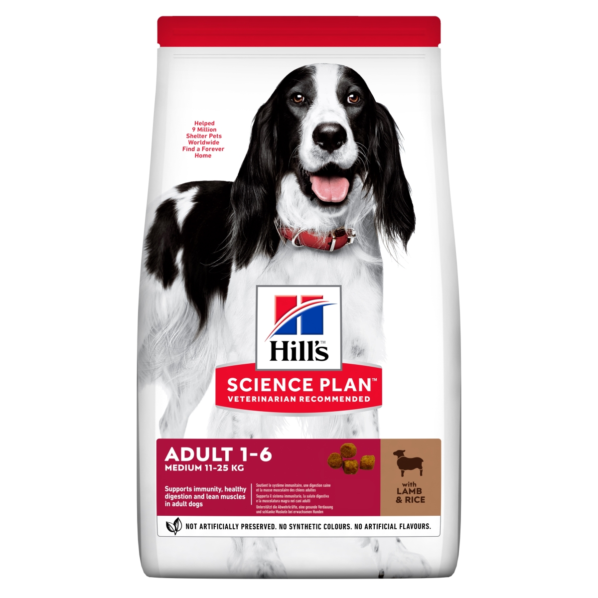 Hills suņu sausā barība vidējām šķirnēm jērs/rīsi 2,5kg - Produkta attēls