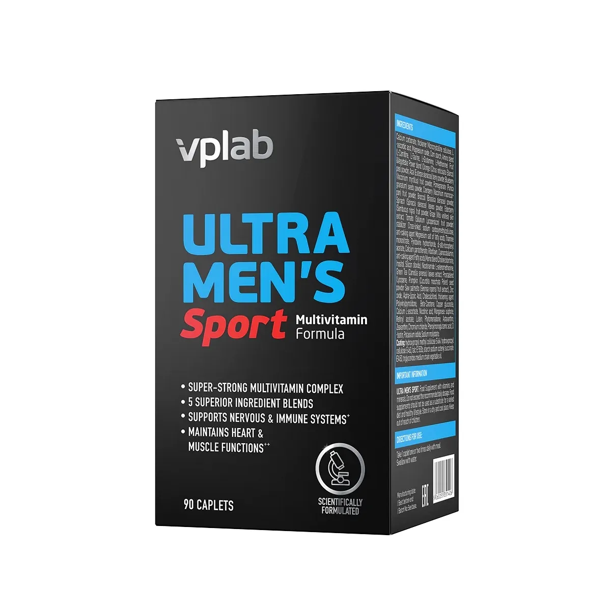 VPLAB Ultra Mens Sport Multivitamin Formula kapletes, 90 gab. - Produkta attēls