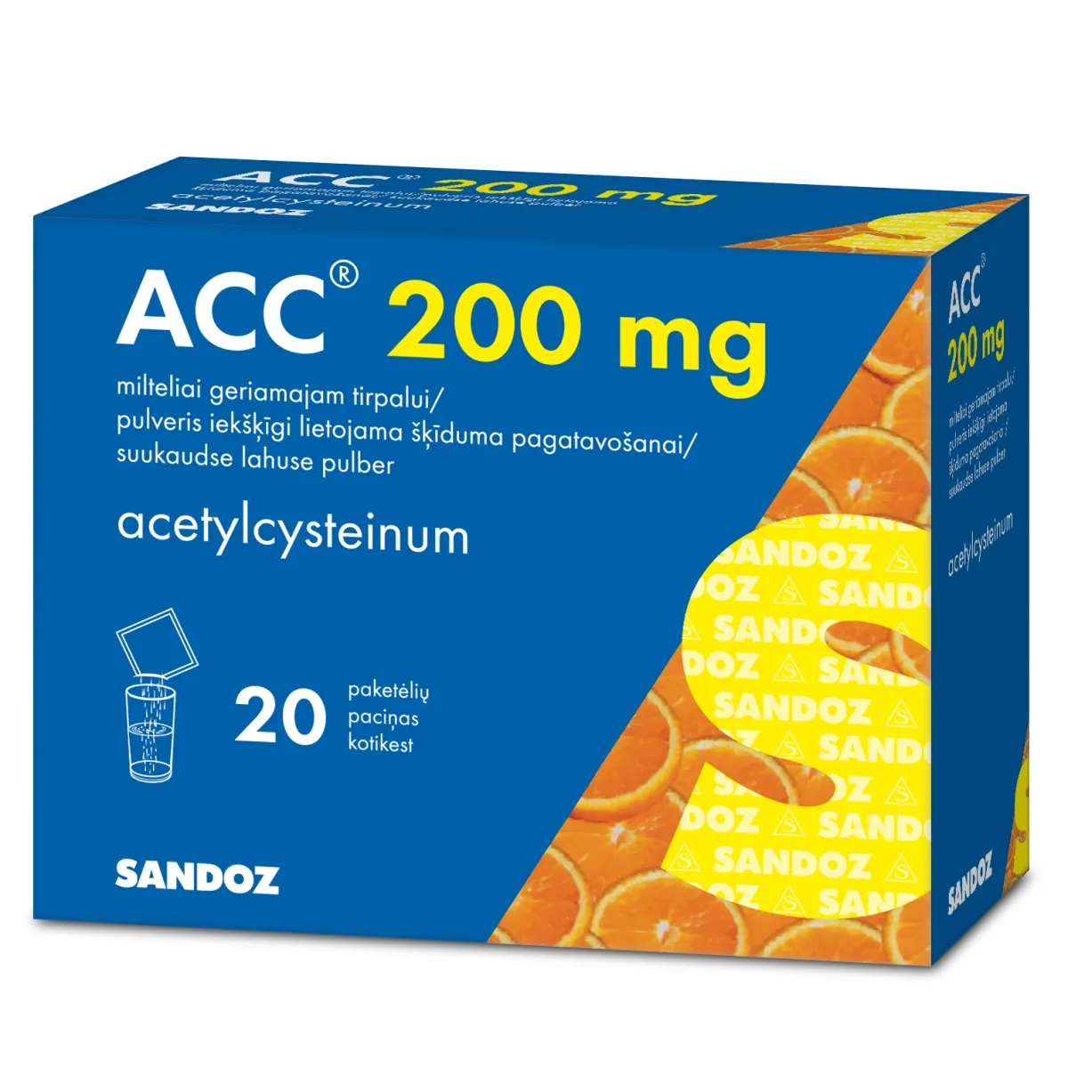 ACC 200 mg paciņas, 20 gab. - Produkta attēls