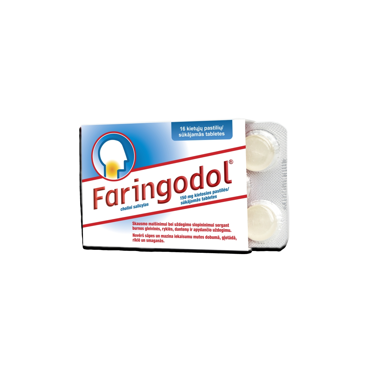 Faringodol 150 mg sūkājamās tabletes, N16 - Produkta attēls 1