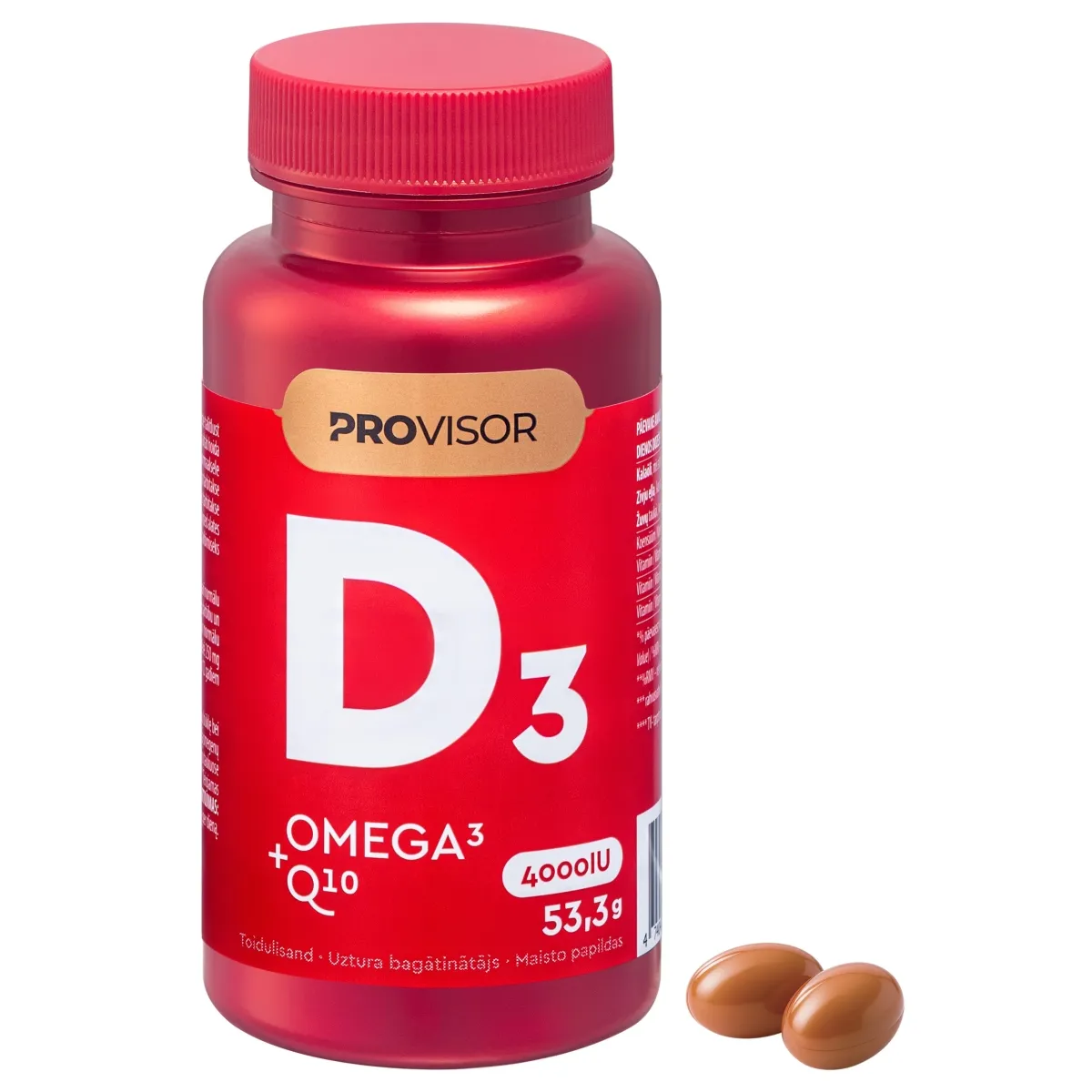 PROVISOR D vitamin 4000IU Omega-3 Q10 kapsulas, 60 gab. - Produkta attēls