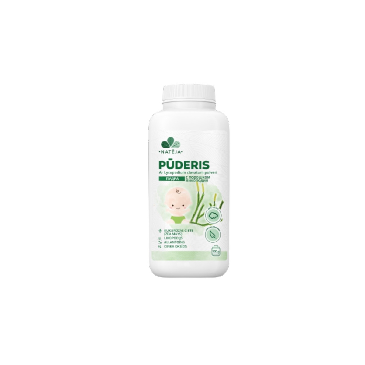 Pūderis bērniem ar Likopodiju un Alantoīnu NATĒJA, 100 g - Produkta attēls