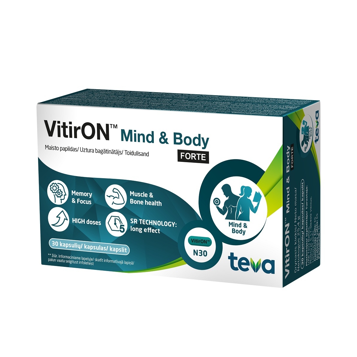 VITIRON™ Mind & Body Forte kapsulas, 30 gab. - Produkta attēls