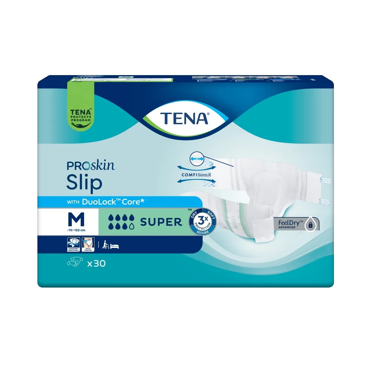 TENA Slip Super autiņbikses, M (70–122cm) izmērs, 30 gab. - Produkta attēls