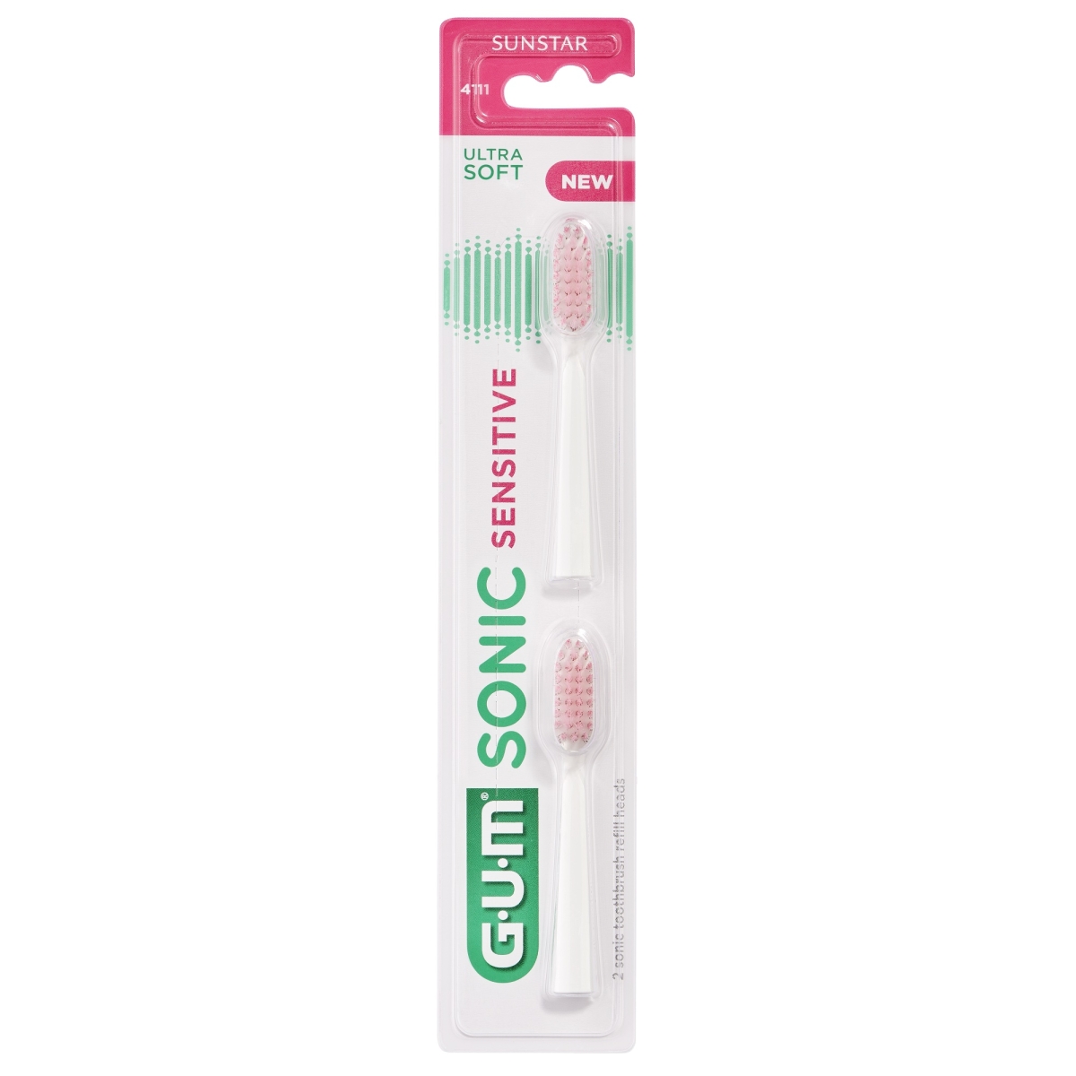 GUM® Sonic Sensitive zobu birstes rezerves uzgaļi, 2 gab - Produkta attēls