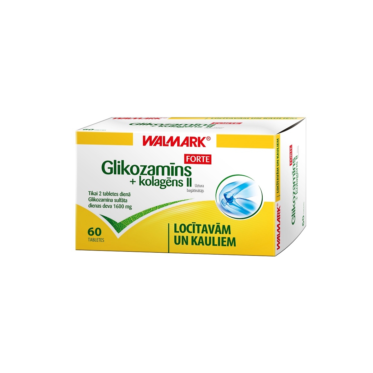 WALMARK Glikozamīns Forte+Kolagēns II tabletes, 60 gab. - Produkta attēls