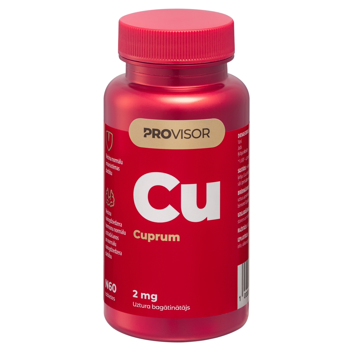PROVISOR Varš (Cu) 2000 mcg tabletes, 60 gab. - Produkta attēls