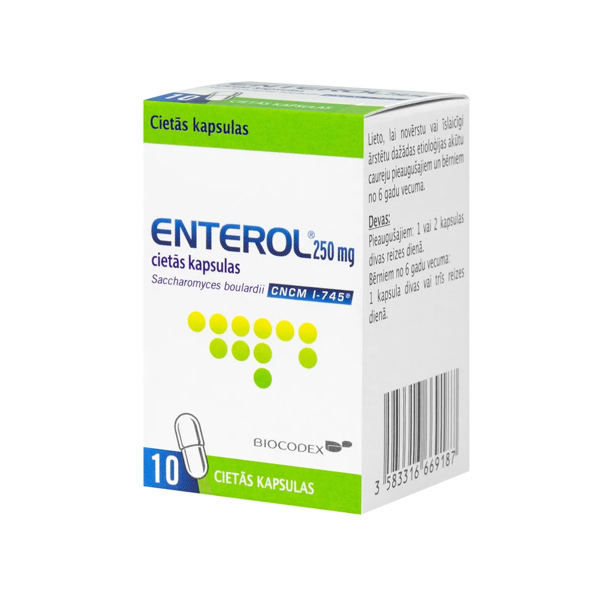 ENTEROL 250mg kapsulas, 10 gab. - Produkta attēls