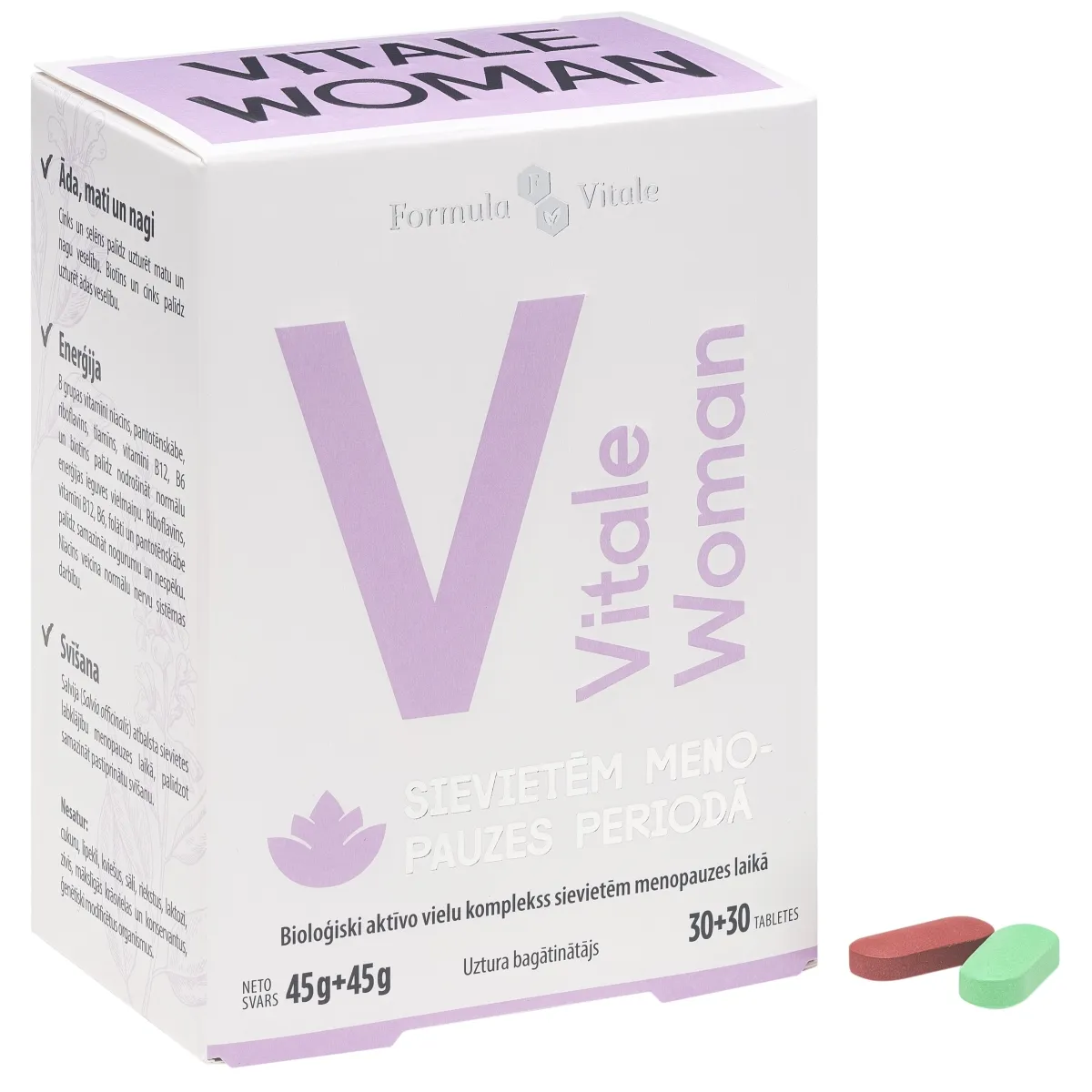 FORMULA VITALE WOMAN tabletes menopauzes periodā 30 + 30 gab. - Produkta attēls