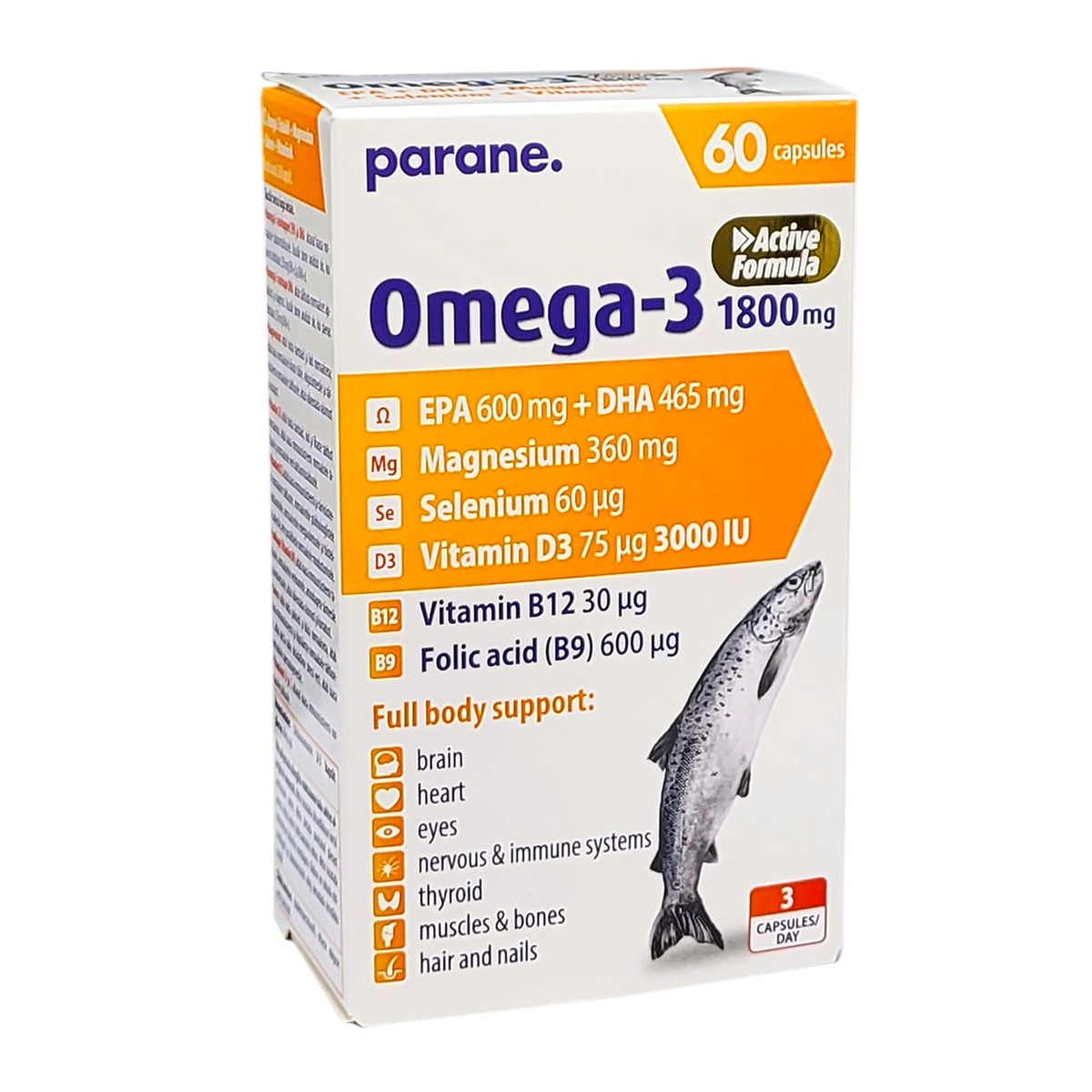 parane. Omega-3 1800 mg + Magnijs + Selēns + Vitamīni