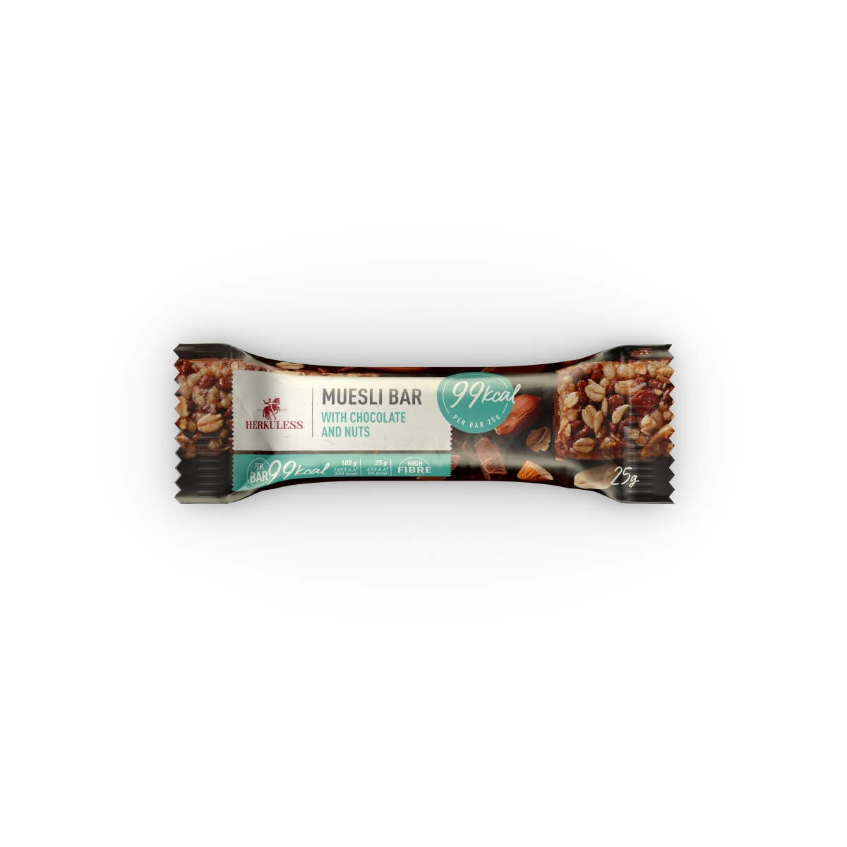 HERKULESS Musli batoniņš ar piena šokolādi un riekstiem, 25g - Produkta attēls