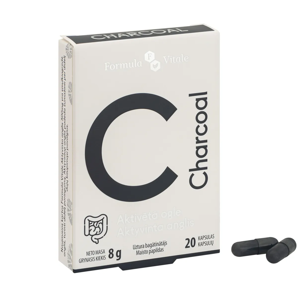 FORMULA VITALE Aktivētā Ogle 300mg kapsulas, 20 gab. - Produkta attēls