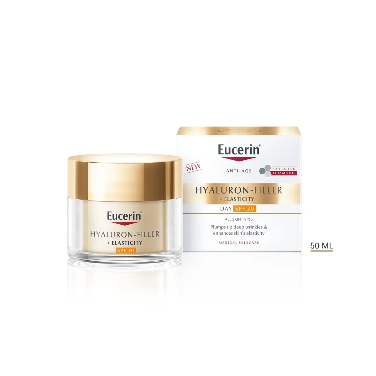 EUCERIN Hyaluron-Filler + Elasticity dienas krēms ar SPF30, 50 ml - Produkta attēls