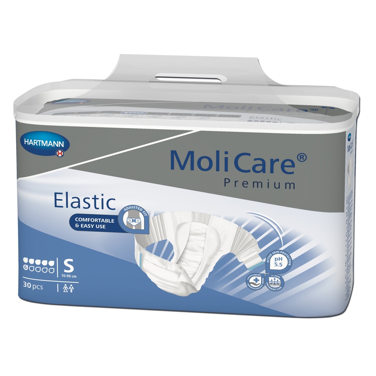 MOLICARE Premium Elastic autiņbikses (S izmērs, 6 piles), 30 gab - Produkta attēls