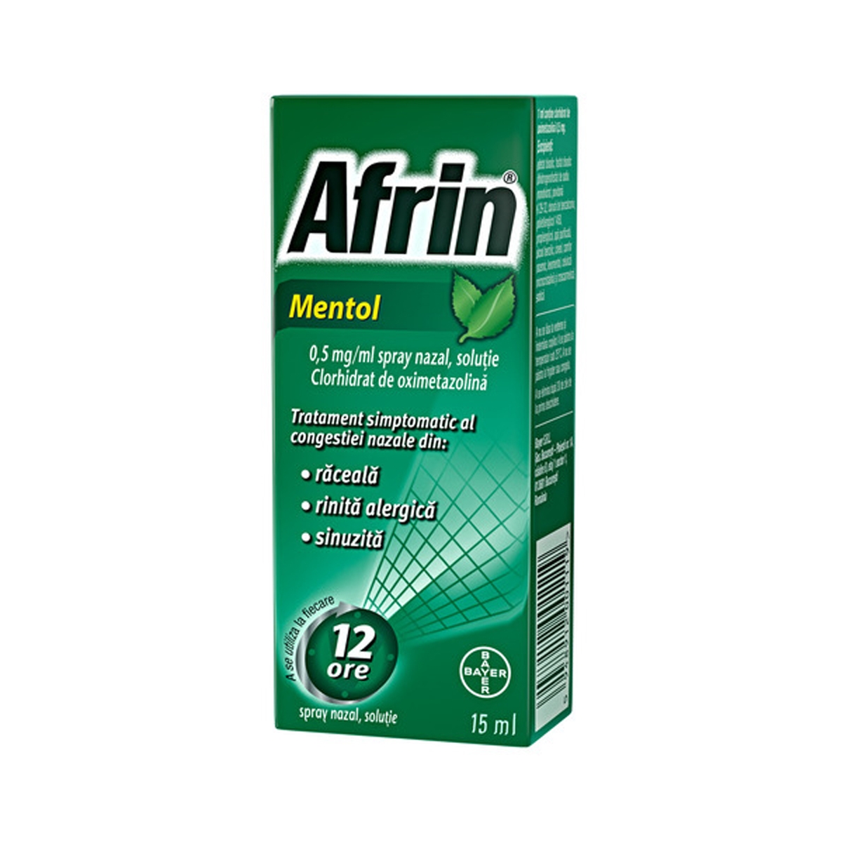 Afrin Mentol 0,5 mg/ml deguna aerosols, šķīdums, 15ml - Produkta attēls