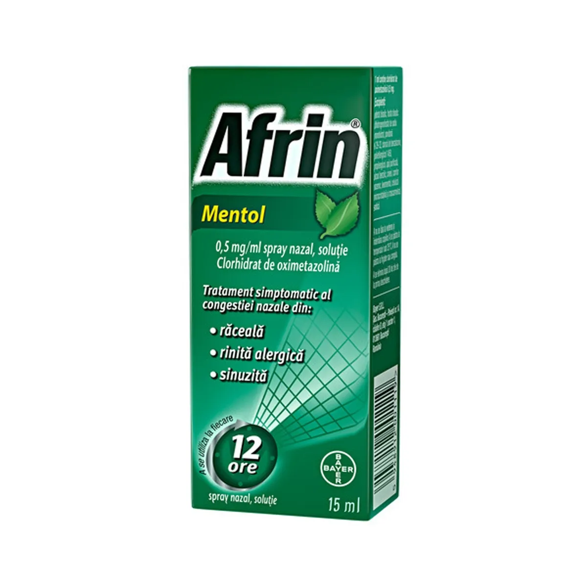 Afrin Mentol 0,5 mg/ml deguna aerosols, šķīdums, 15ml - Produkta attēls