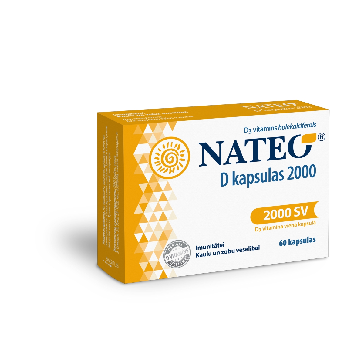 NATEO D 2000 kapsulas, 60 gab. - Produkta attēls