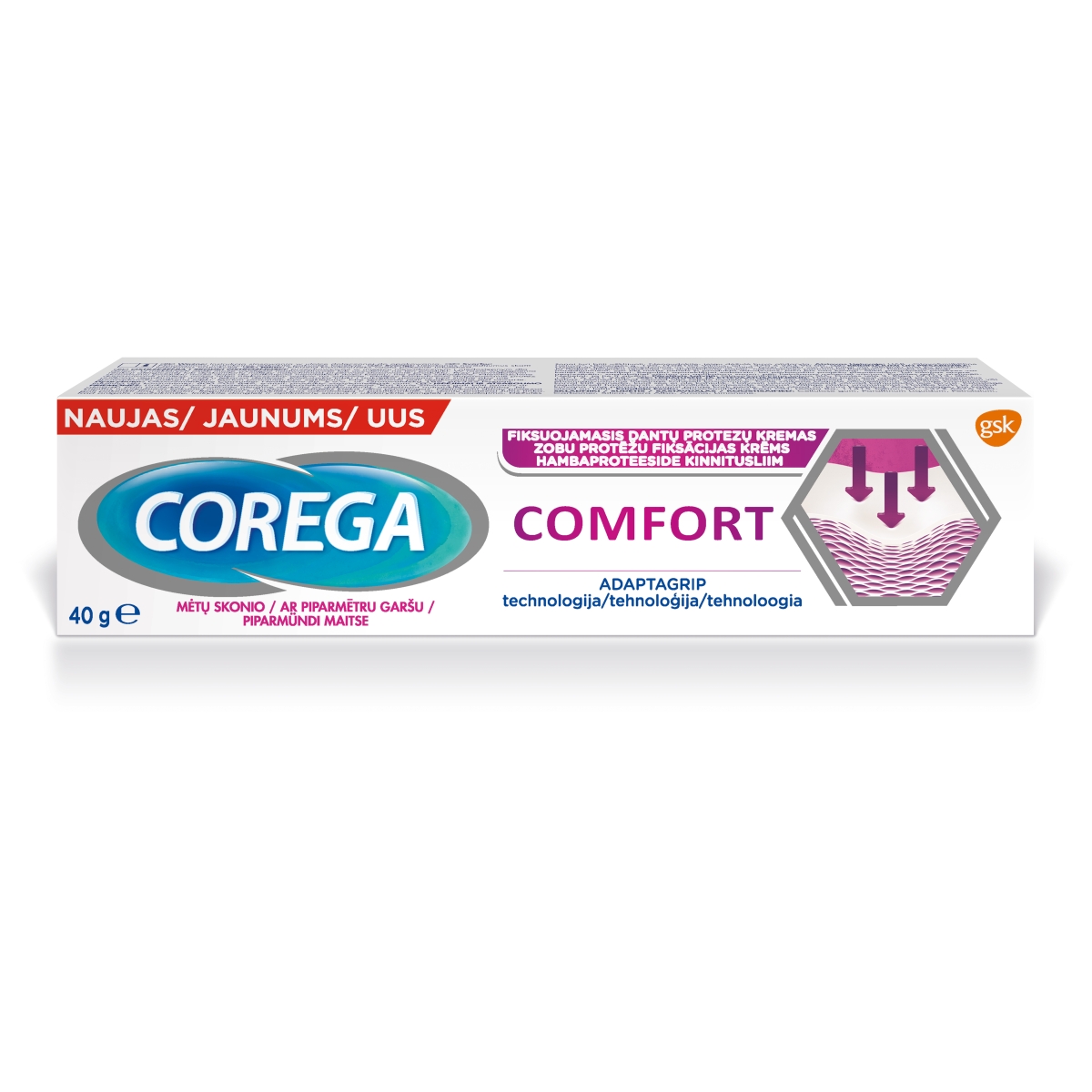 COREGA COMFORT FIKSĀCIJAS KRĒMS SMAGANU AIZSARDZ 40G - Produkta attēls