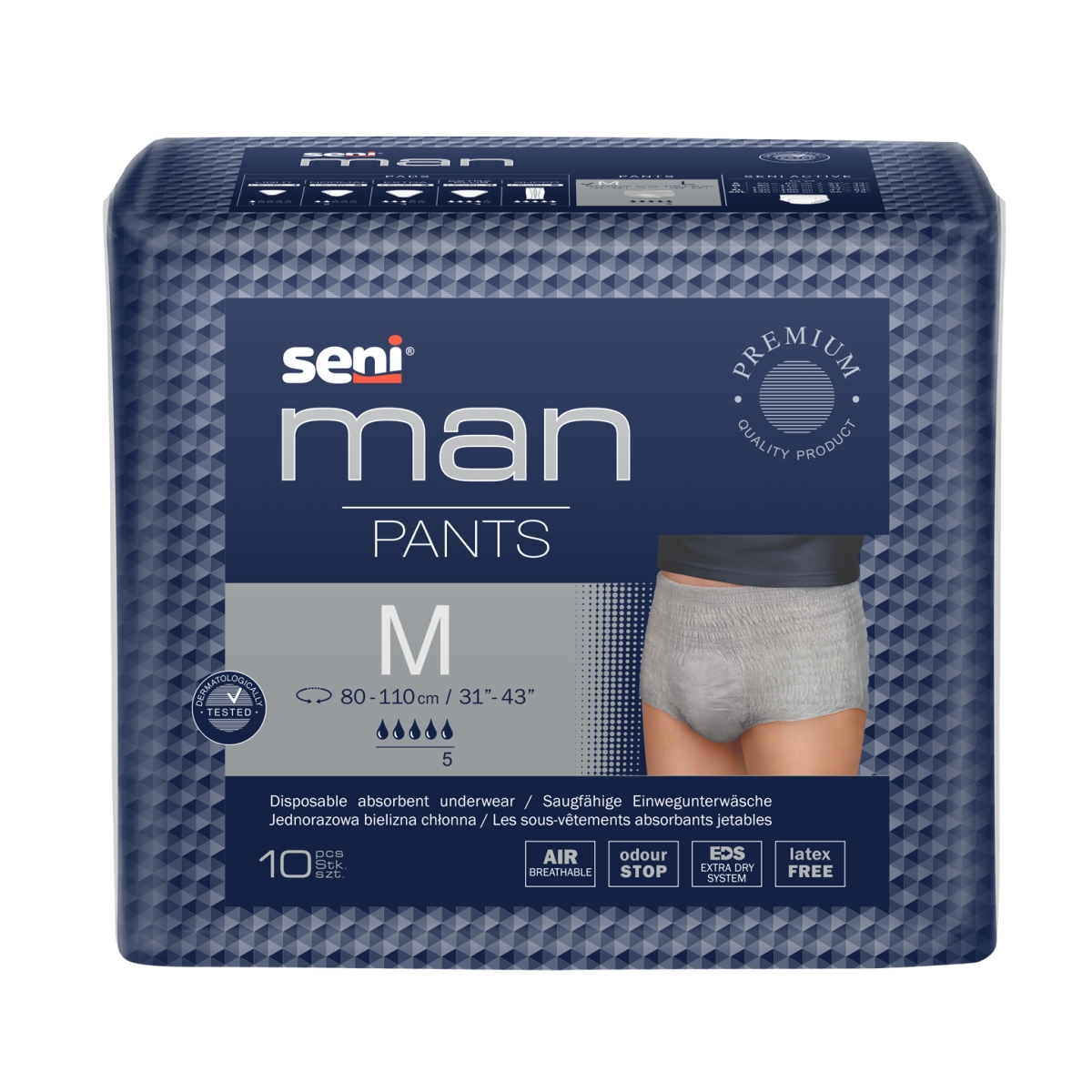 SENI MAN PANTS uzsūcoša apakšveļa vīriešiem, M izmērs, 10 gab. - Produkta attēls
