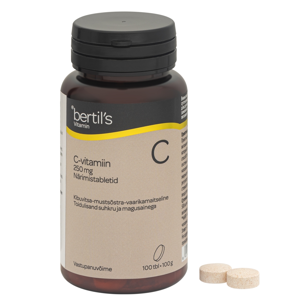 BERTIL'S VITAMIN C 250MG KOŠĻ.TABLETES N100 - Produkta attēls