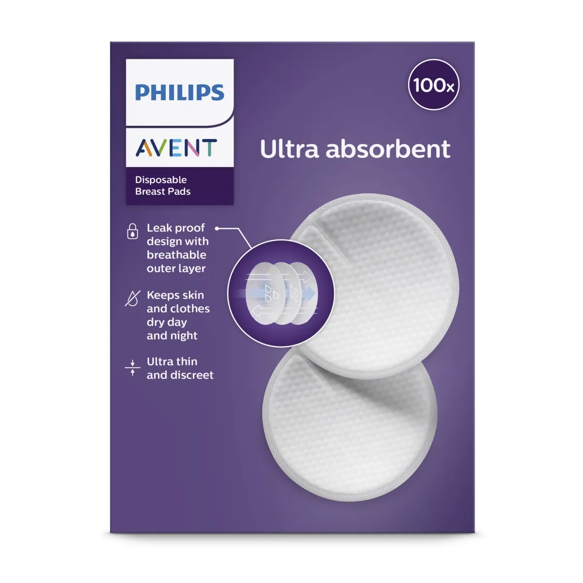 PHILIPS Avent vienreizējas lietošanas krūšturu ieliktnīši, 100 gab. - Produkta attēls