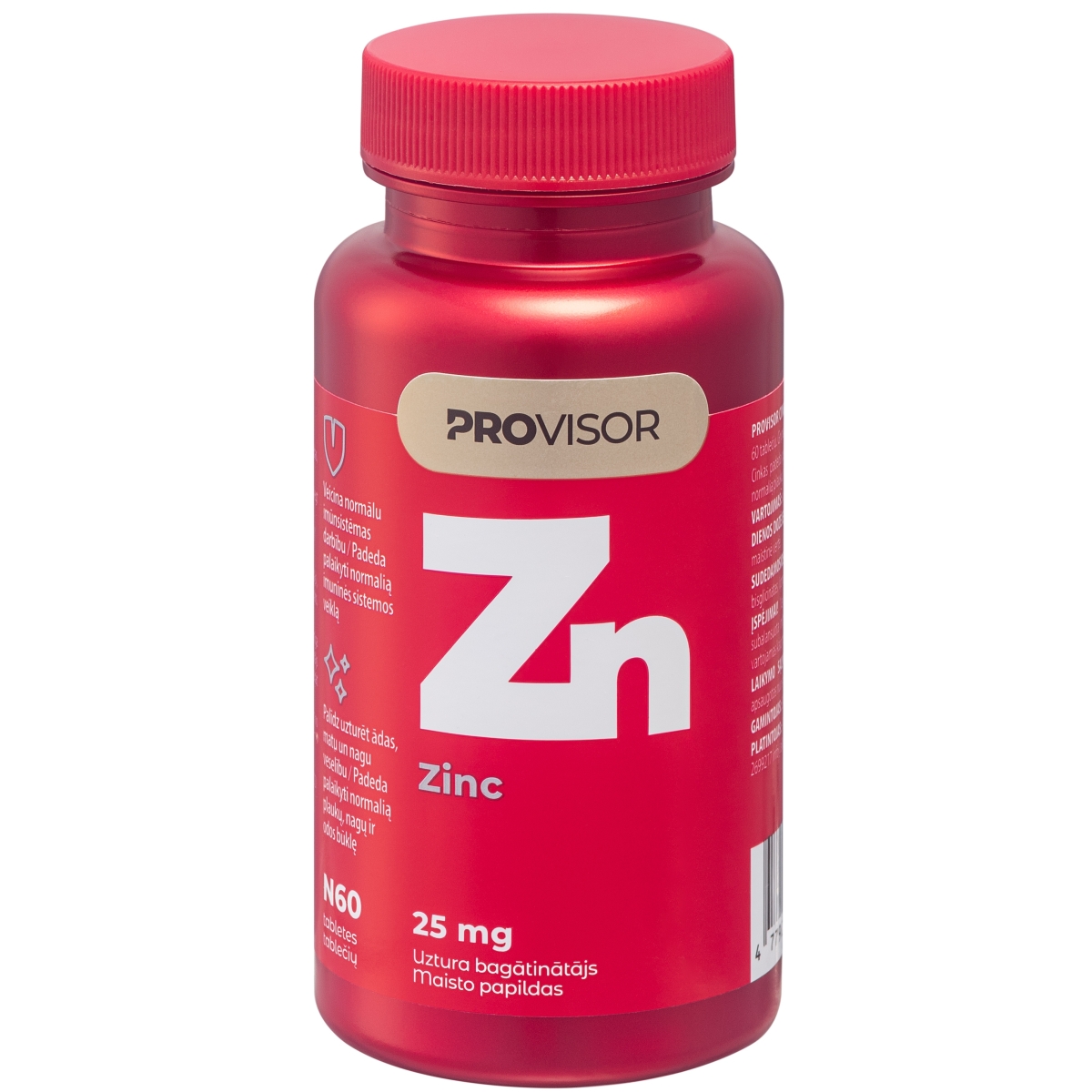 PROVISOR Zinc tabletes, 25 mg, 60 gab - Produkta attēls