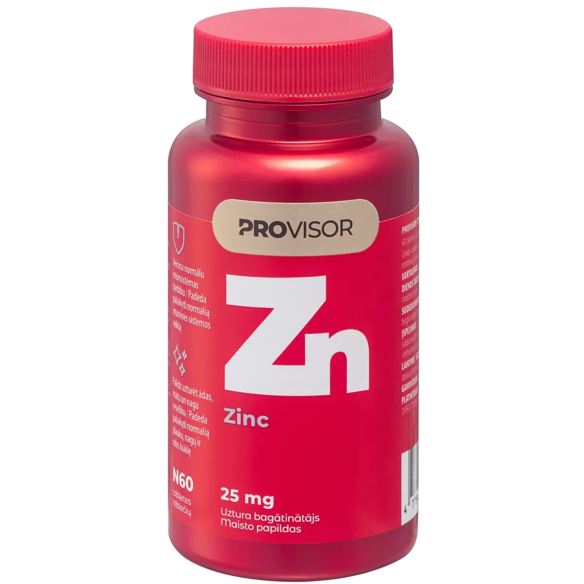 PROVISOR Zinc tabletes, 25 mg, 60 gab - Produkta attēls