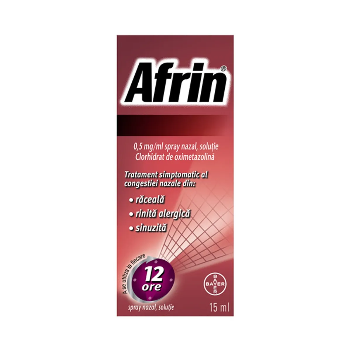 Afrin 0,5 mg/ml deguna aerosols, šķīdums, 15ml - Produkta attēls