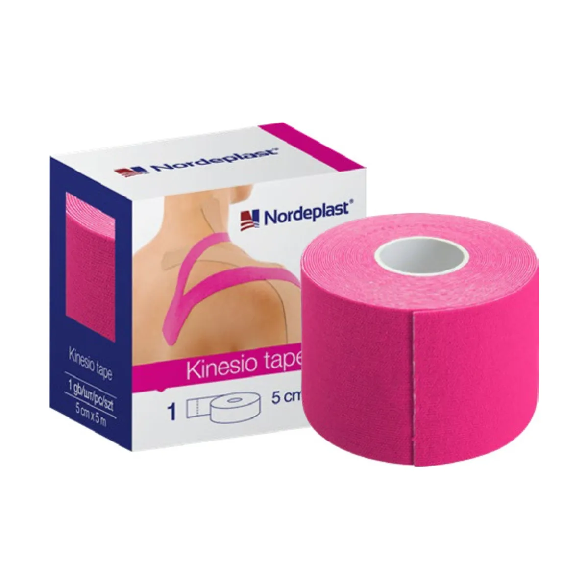 Kinezioloģiskais teips Nordepast 5 cm x 5 m rozā, 1 gab - Produkta attēls