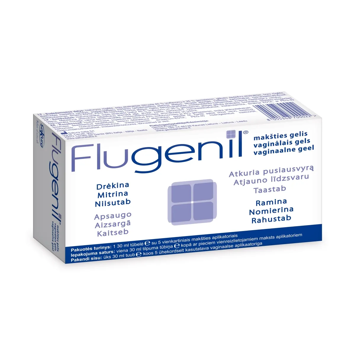 FLUGENIL Vaginal mitrinošs maksts gēls bez hormoniem, 30 ml - Produkta attēls