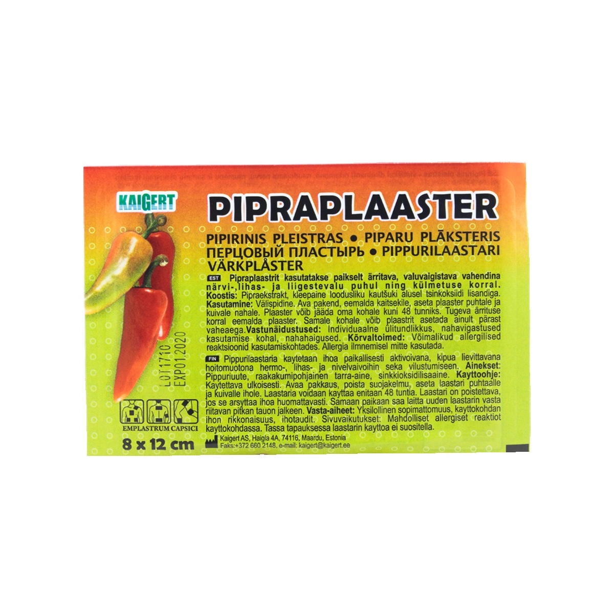 Piparu plāksteris 8x12 cm N1 - Produkta attēls
