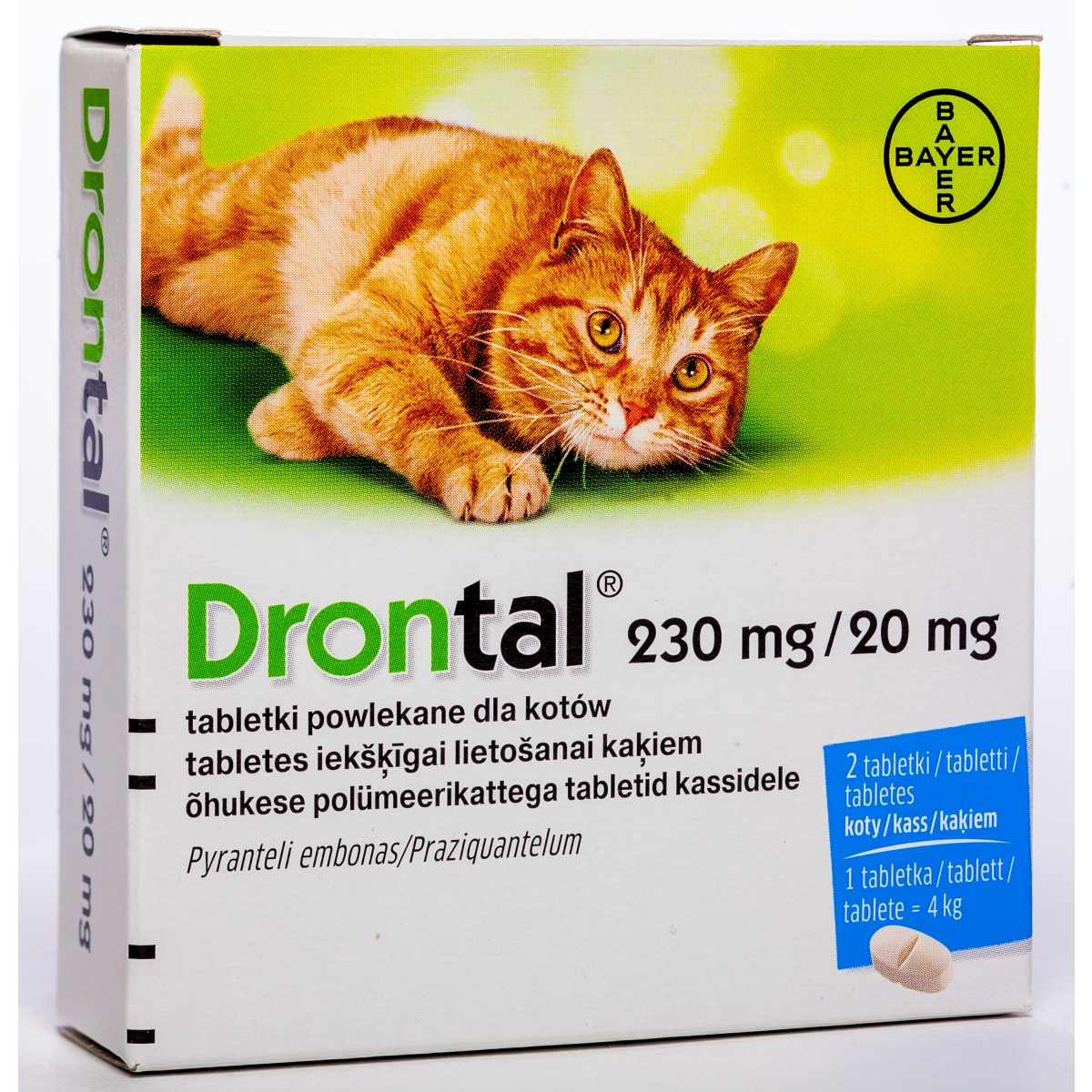 DRONTAL 230MG/20MG TABLETES KAĶIEM N2 - Produkta attēls