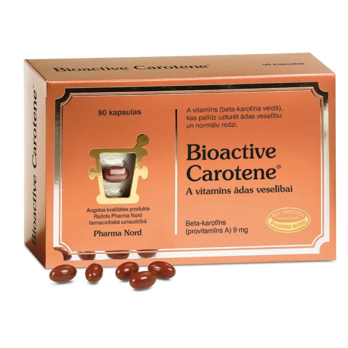BIOACTIVE Carotene 9 mg kapsulas, 90 gab. - Produkta attēls