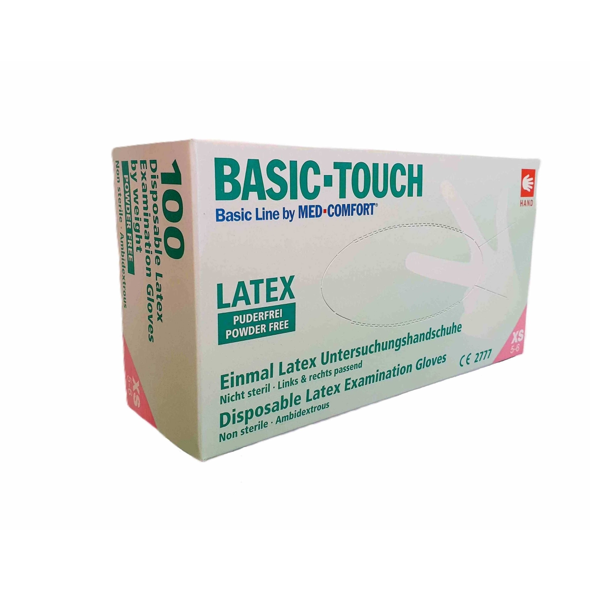 Cimdi Latex Basic Touch nepūderēti XS, 100 gab - Produkta attēls