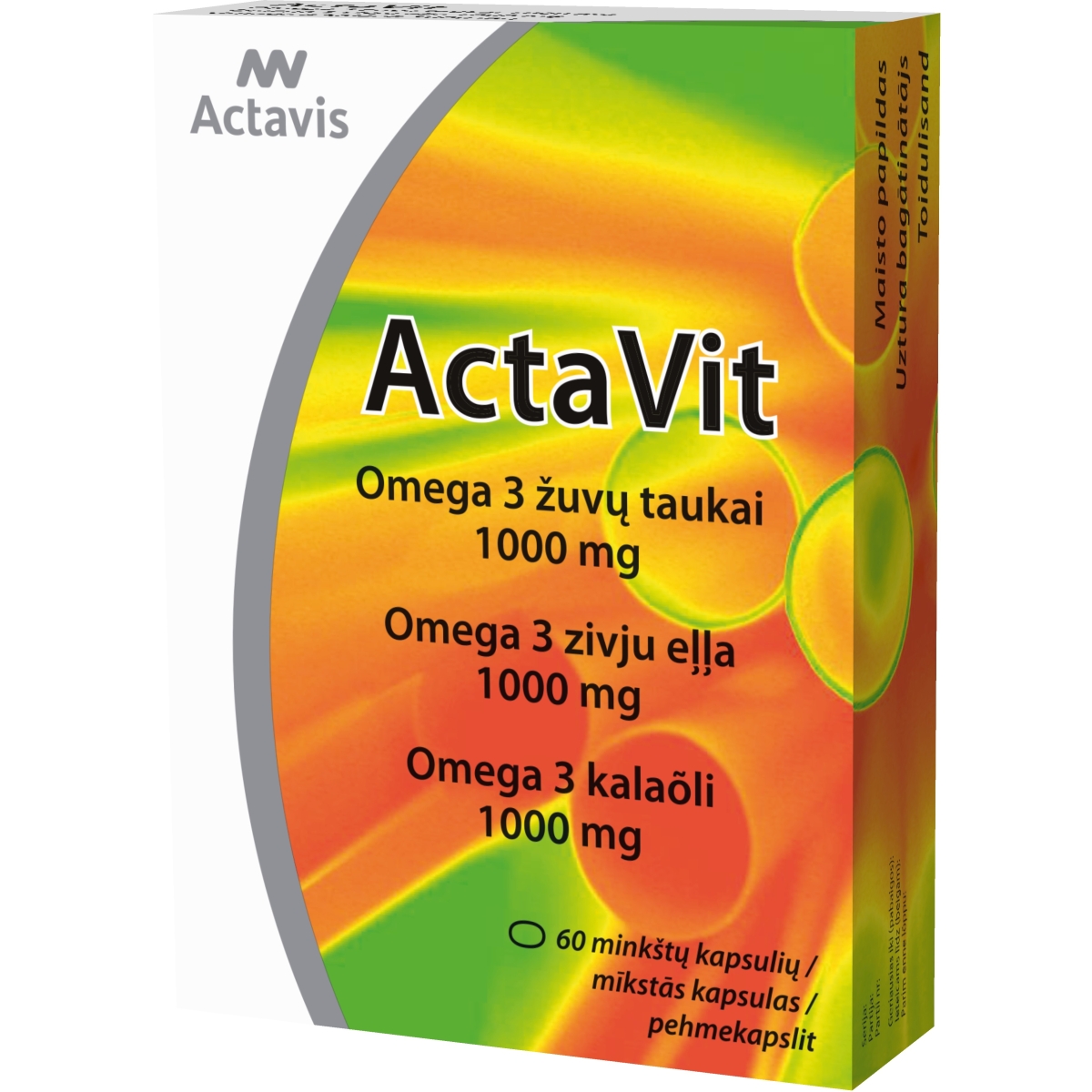 ACTAVIT Omega 3 zivju eļļa 1000mg kapsulas, 60 gab. - Produkta attēls