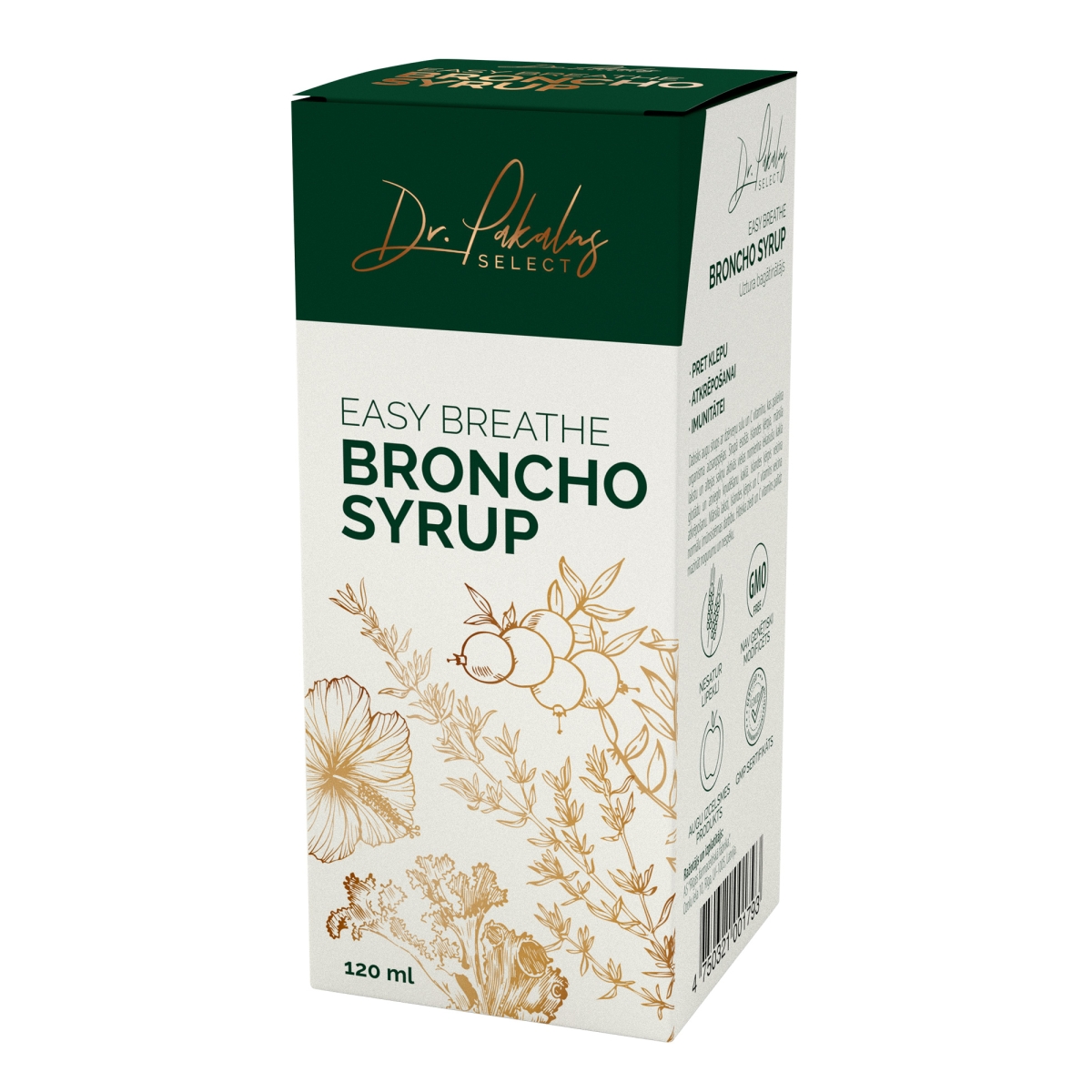 DR.PAKALNS SELECTED EASY BREATHE BRONCHO SYRUP 120 ml - Produkta attēls