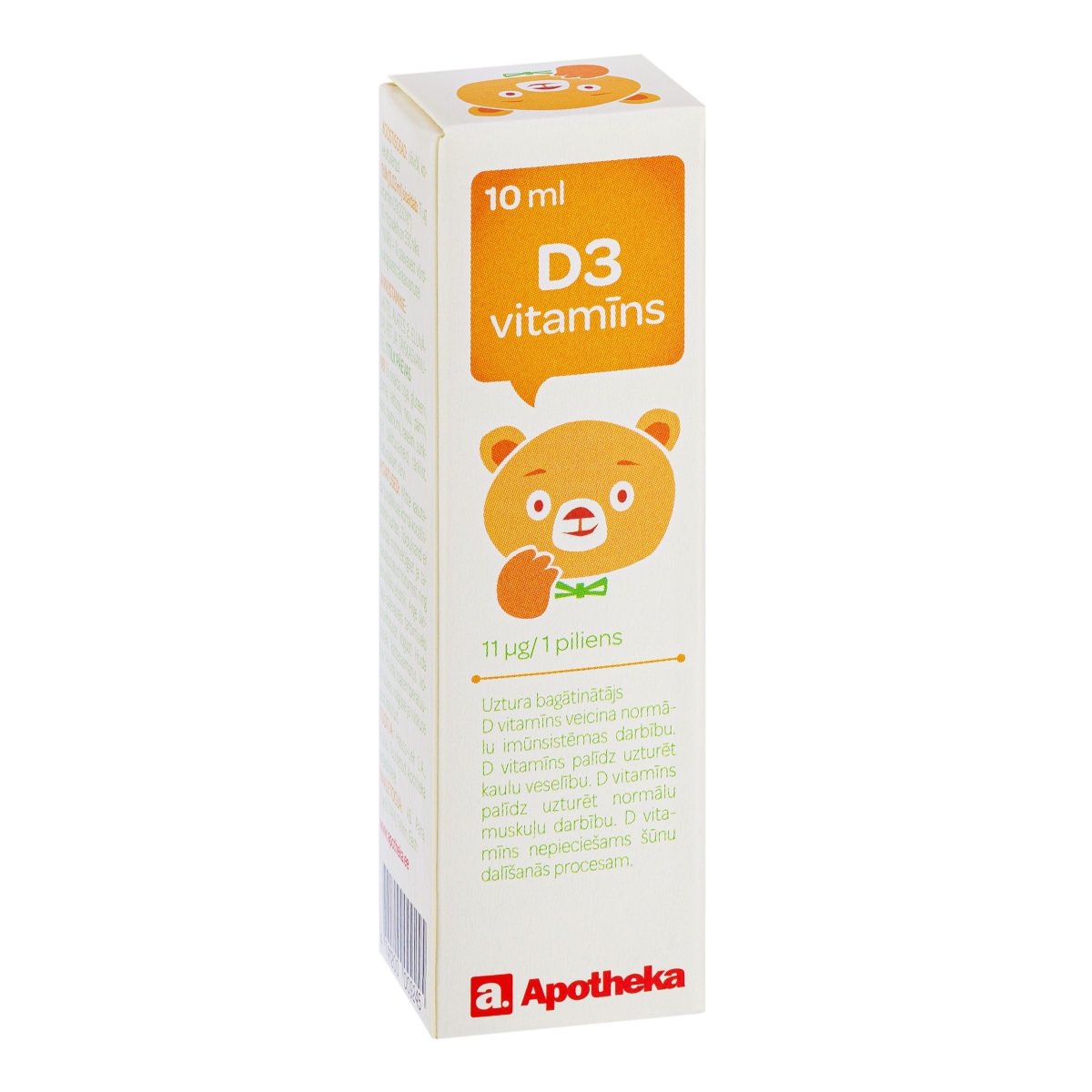 APOTHEKA D3 vitamīns 440IU pilieni (ar dozatoru), 10 ml - Produkta attēls