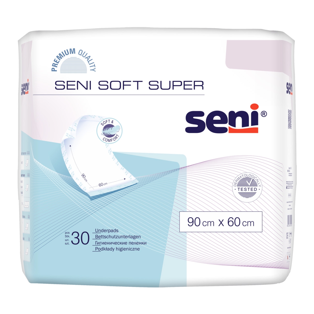 SENI SOFT SUPER absorbējošie paladziņi, 90x60 cm, 30 gab. - Produkta attēls