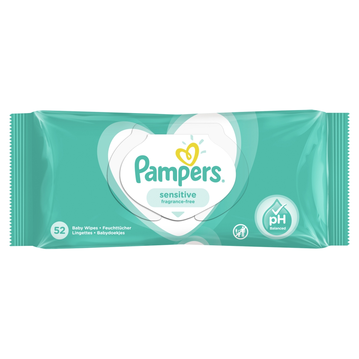 PAMPERS Baby Wipes Sensitive mitrās salvetes, 52 gab - Produkta attēls