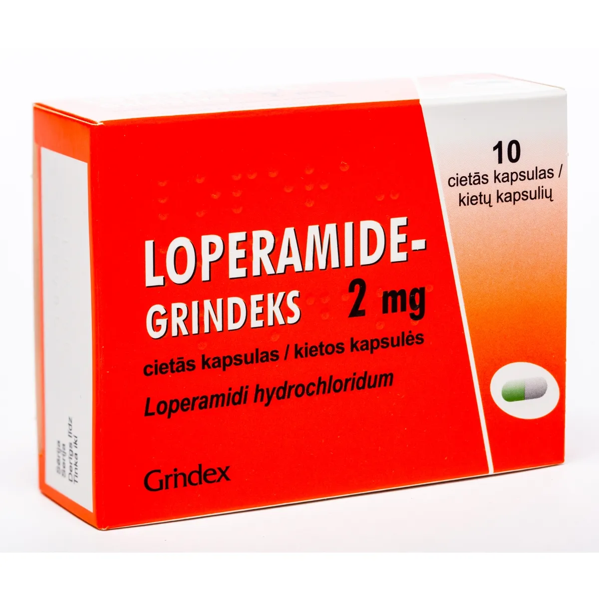 LOPERAMĪDA HIDROHLORĪDS 2 mg kapsulas (Grindeks), 10 gab. - Produkta attēls