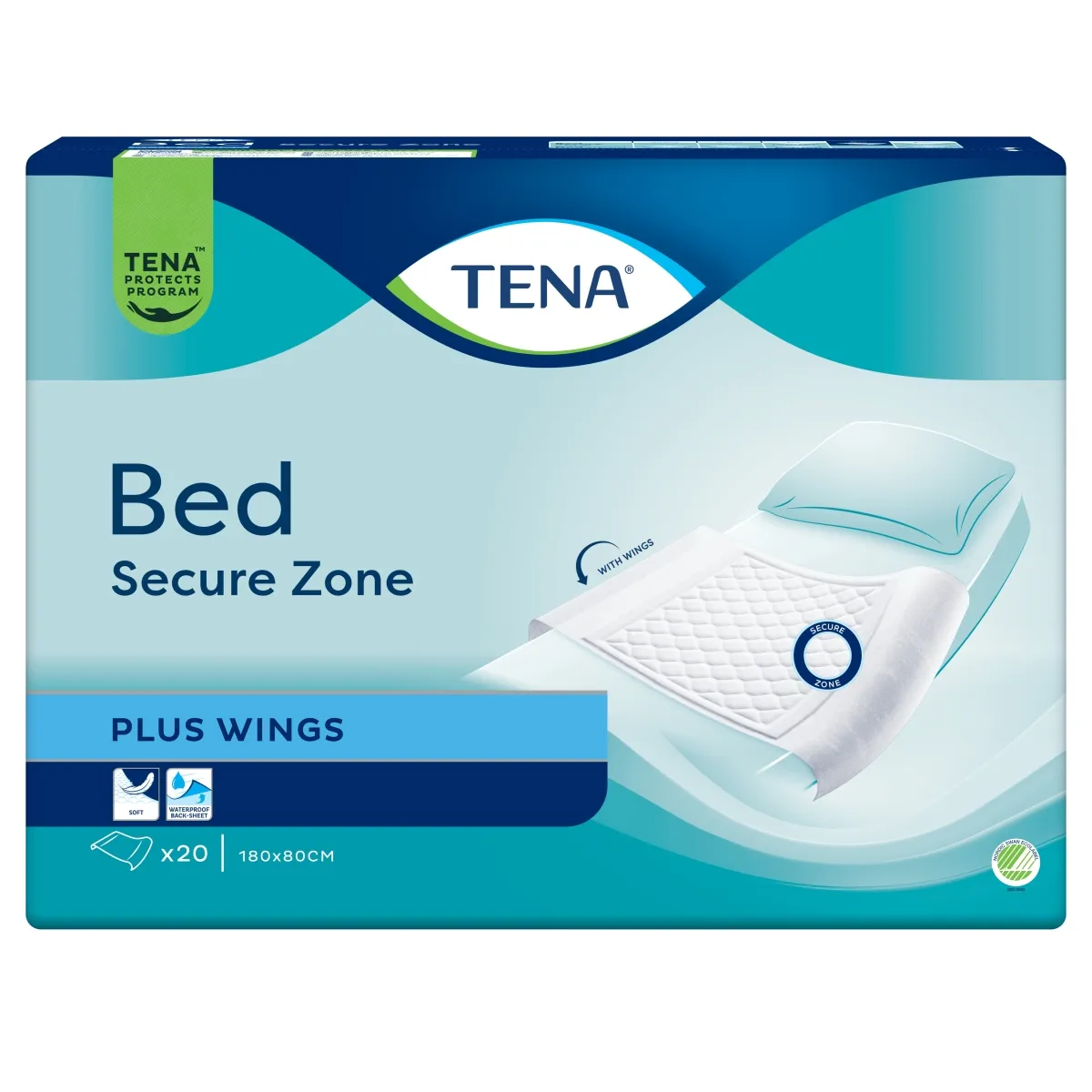 TENA Bed Plus Wings paladziņi ar malu stiprinājumiem 180x80cm, 20 gab. - Produkta attēls