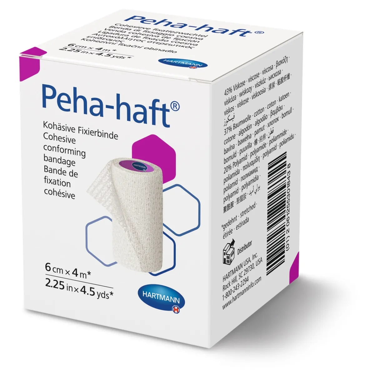 PEHA-HAFT pašlīpoša, elastīga marles saite, 6 cm x 4 m - Produkta attēls