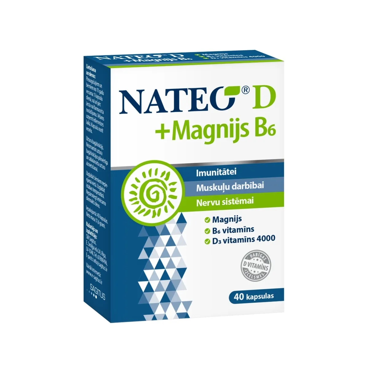 NATEO D + Magnijs B6 kapsulas, 40 gab. - Produkta attēls