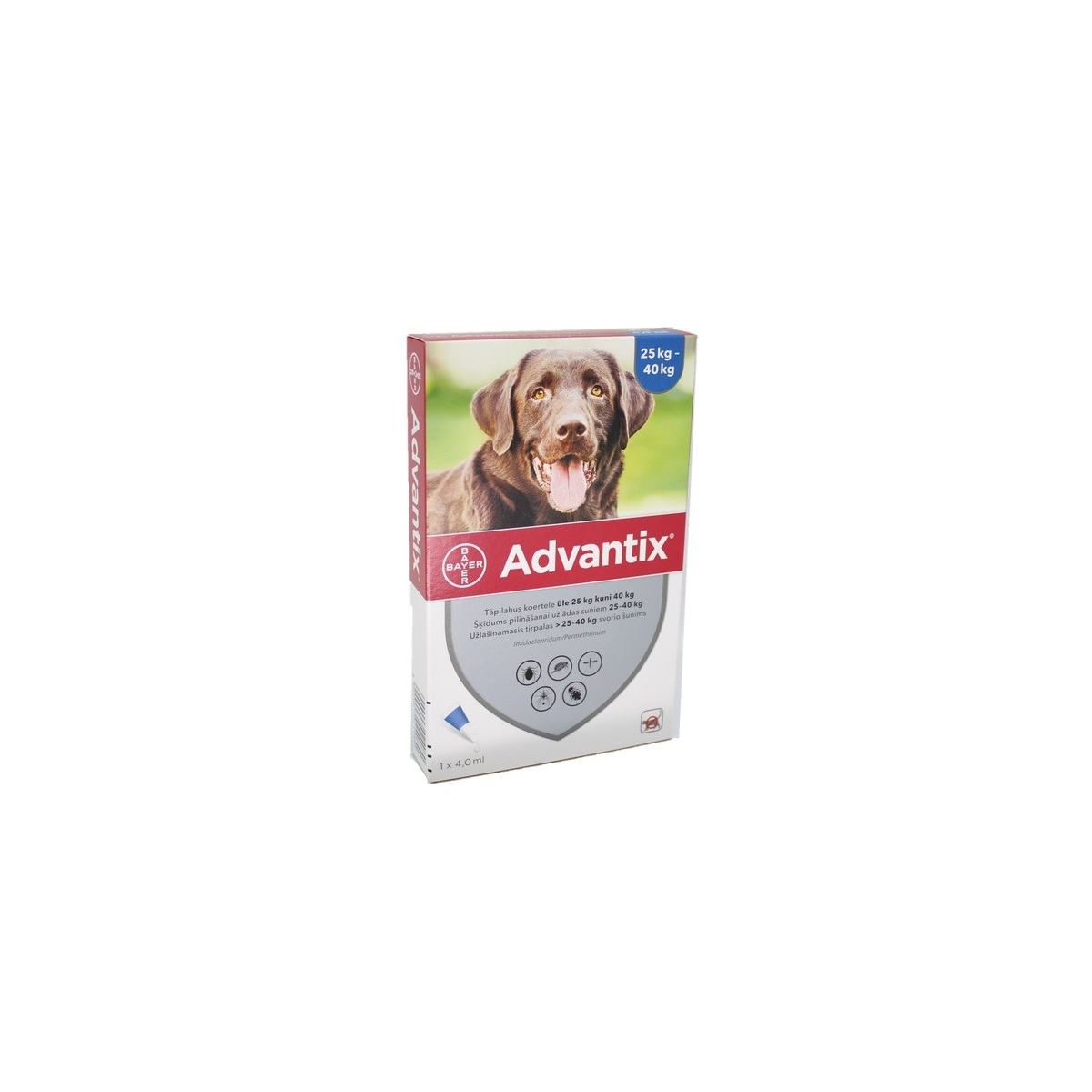 ADVANTIX 400/2000MG ŠĶĪD 4ML SUŅIEM 25-40KG N1 - Produkta attēls